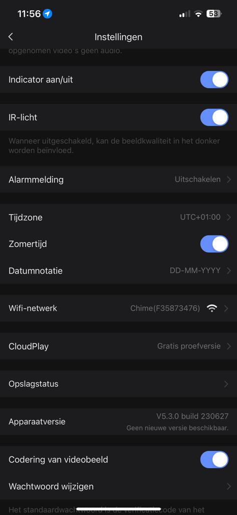 Instellingen Ezviz app