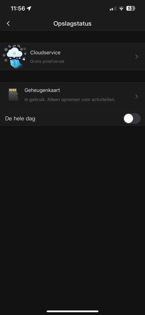 Opslagstatus Ezviz app